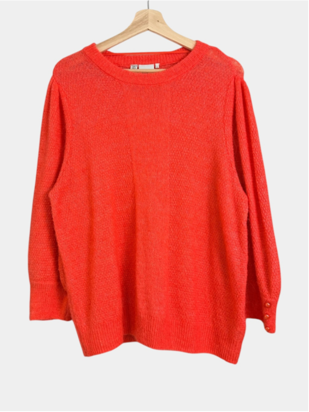 ICHI IKHAMARA Balloon Sleeves Loose Fit Knitted Sweater Lightweight, Sz L - Picture 3 of 12